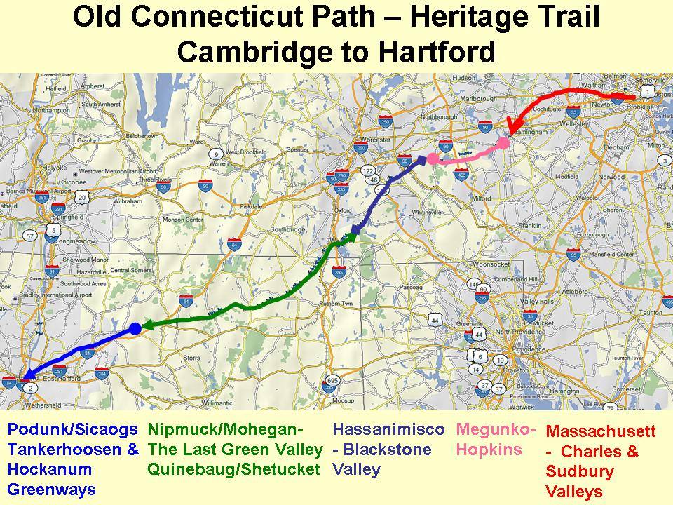 Map of the Old Connecticut Path, posted in AHF's blog about Massachusetts during the Woodland Period. Courtesy of Jason R. Newton.